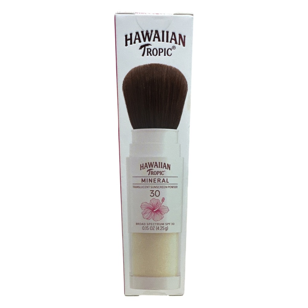 Hawaiian Tropic Mineral Translucent Sunscreen Powder SPF 30 Brush 0.15oz NEW